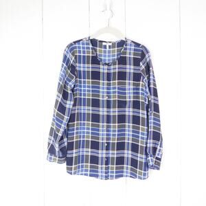 Joie Blouse Top Womens SZ XS Silk Button Up Plaid Lightweight Breathable Casual